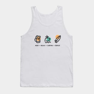 Beer Beach Surfing Repeat Tank Top